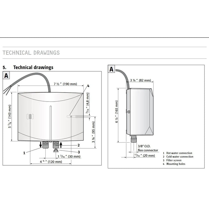 Stiebel Eltron 220816 3.0 kW, 120V Mini 3-1 Mini Tankless Electric Water Heater