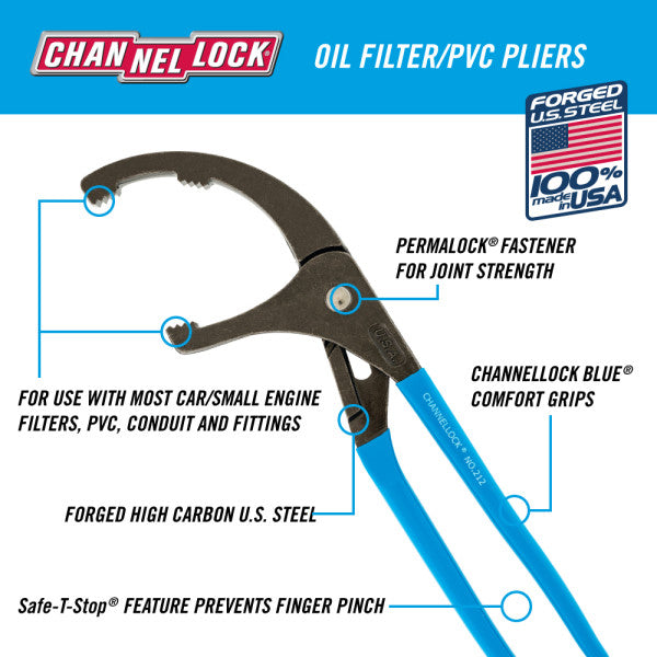 Channellock 212 12-INCH OIL FILTER/PVC PLIERS