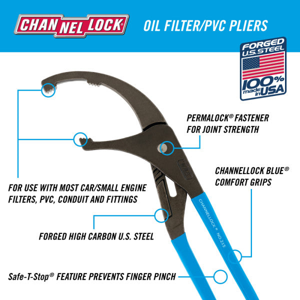 Channellock 215 15.5-INCH OIL FILTER/PVC PLIERS