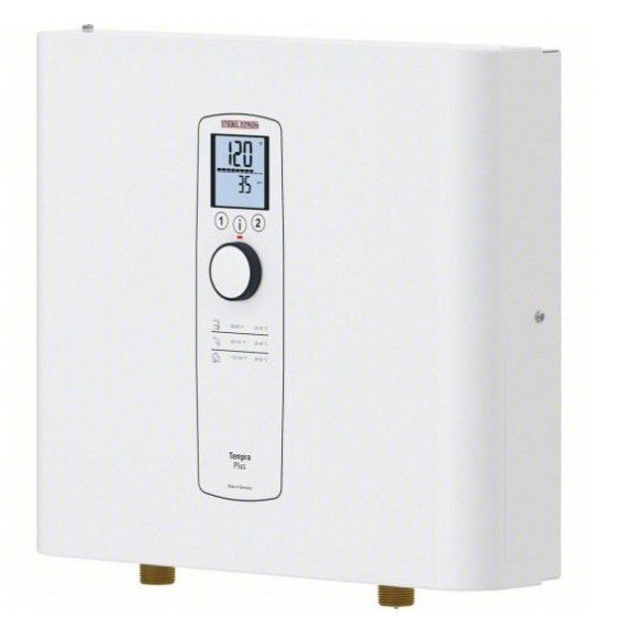 White water heater with digital display and control panel on a white background