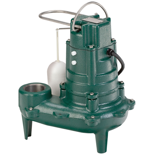 Green submersible pump on a white background