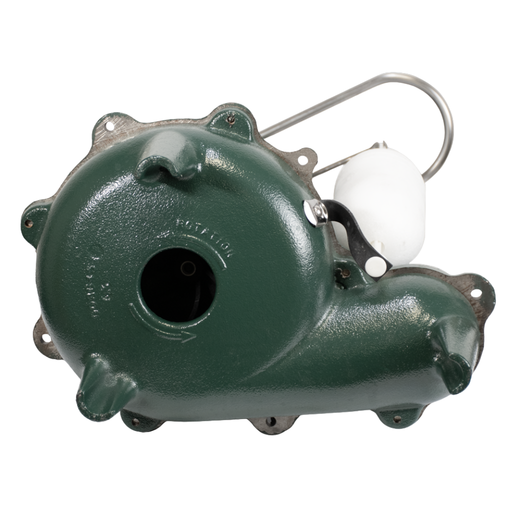 Green mechanical component on a white background