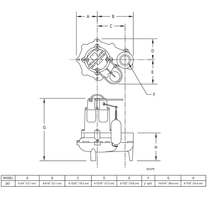 Technical drawing of a mechanical component with dimensions labeled