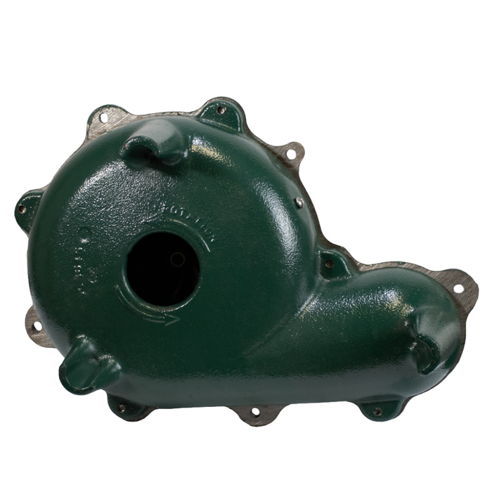 Green mechanical part on a white background