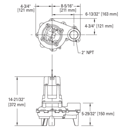 Technical drawing of a mechanical component with dimensions labeled