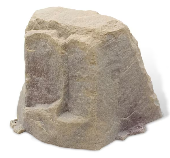 A realistic miniature rock prop with a textured, rough stone surface, shown on a plain white background.