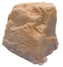 A realistic tan and brown rock prop with a textured surface and a small protruding piece at the bottom, isolated on a white background.