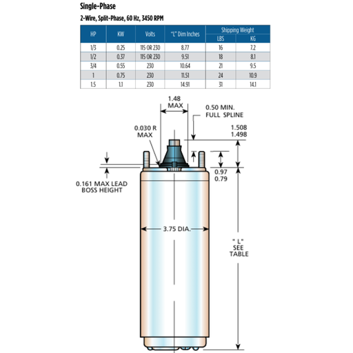 Technical drawing of a cylindrical component with dimensions and specifications on a white background