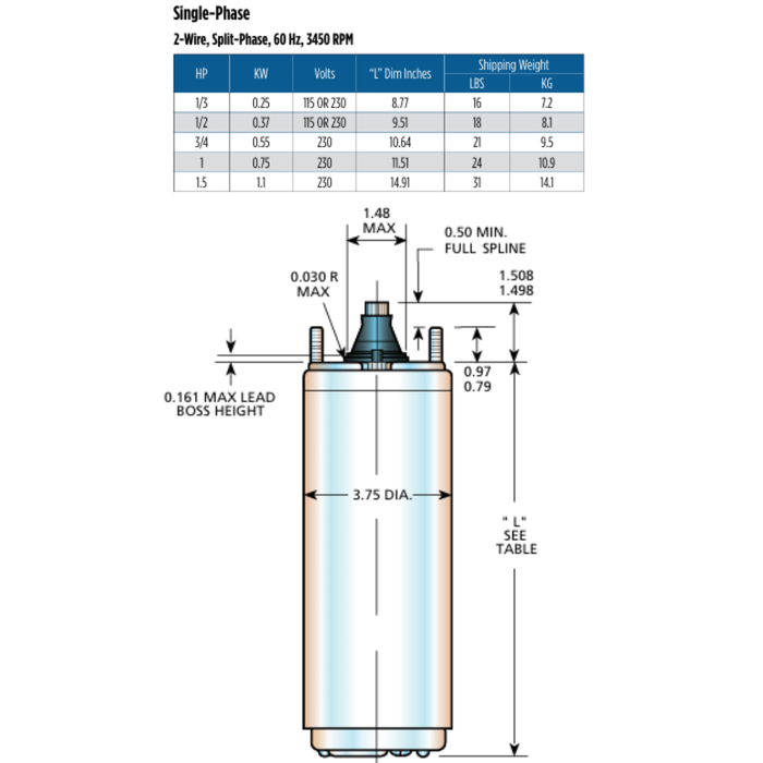 Technical drawing of a cylindrical component with dimensions and specifications on a white background