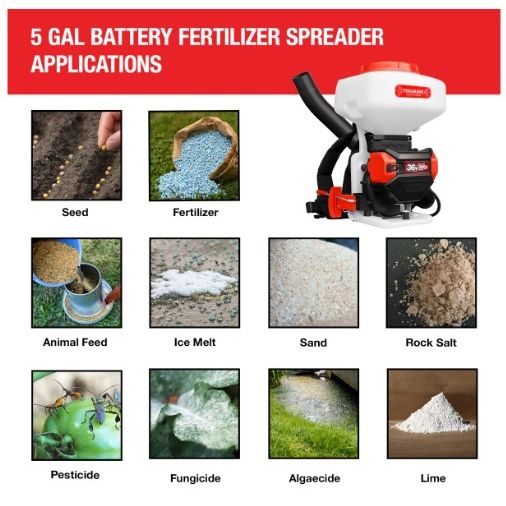 Tomahawk Power eTGS30 granular backpack spreader product and accessory view