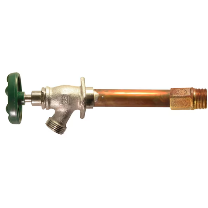 Arrowhead Brass 455-08LF 8-Inch Frost-Proof Wall Hydrant green wheel handle and copper tube