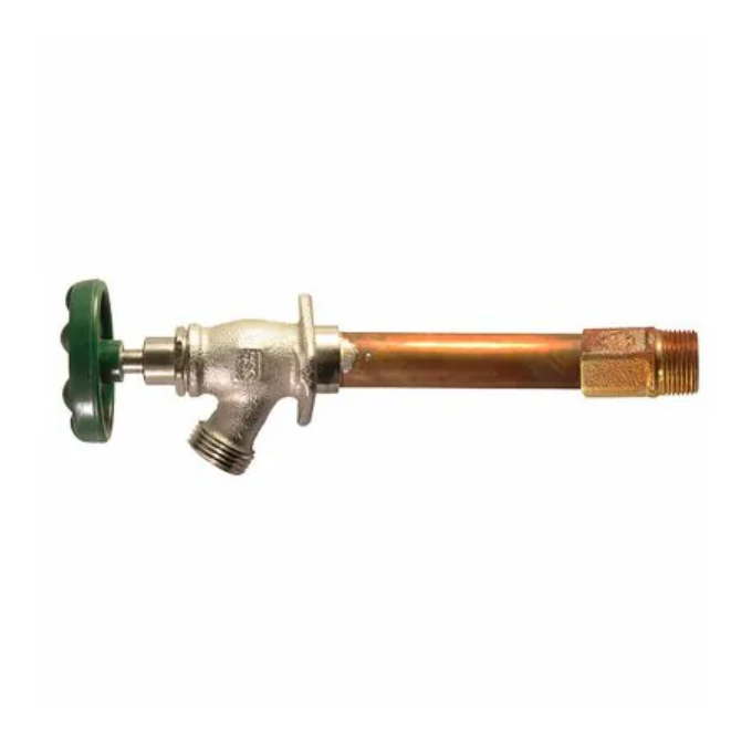 Arrowhead Brass 455-10LF 10-Inch Frost-Proof Wall Hydrant green wheel handle and copper tube