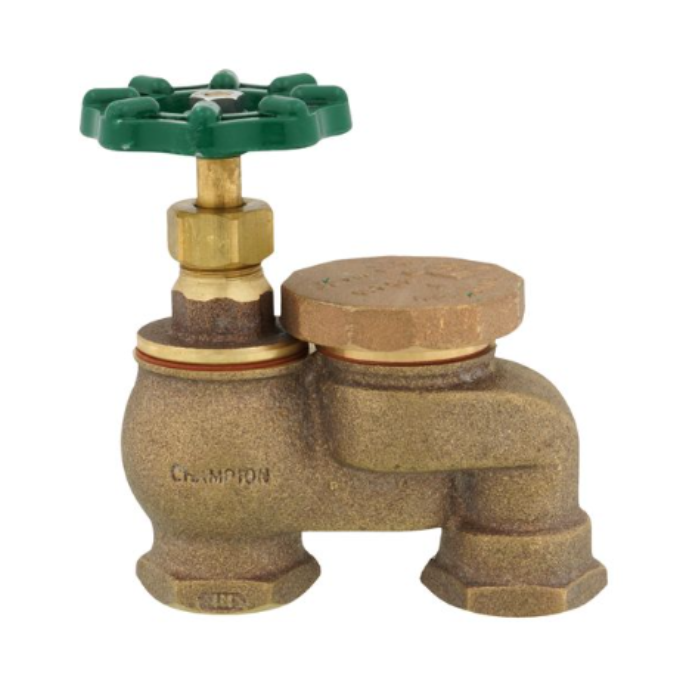 Champion Irrigation 466-100Y 1-Inch Manual Brass Anti-Siphon Valve green wheel handle and union body