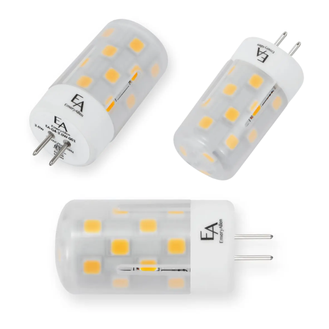 EmeryAllen 3W G4 Bi-Pin LED Replacement Lamp - 2700K, 360 degree - specifications and dimensions — EA-G4-3.0W-001-279F