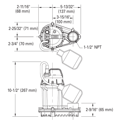 Technical drawing of a mechanical component with dimensions labeled