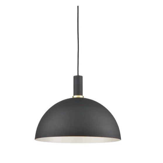 Black pendant light on a white background