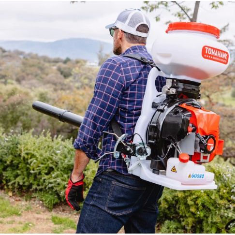 Tomahawk Power TGS30 gas backpack spreader for fertilizer, pesticide, and rock salt