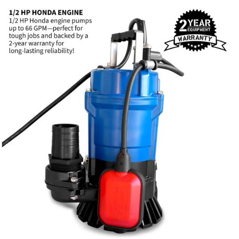 Tomahawk Power TDP400 2-inch submersible pump product detail with power cord and float switch