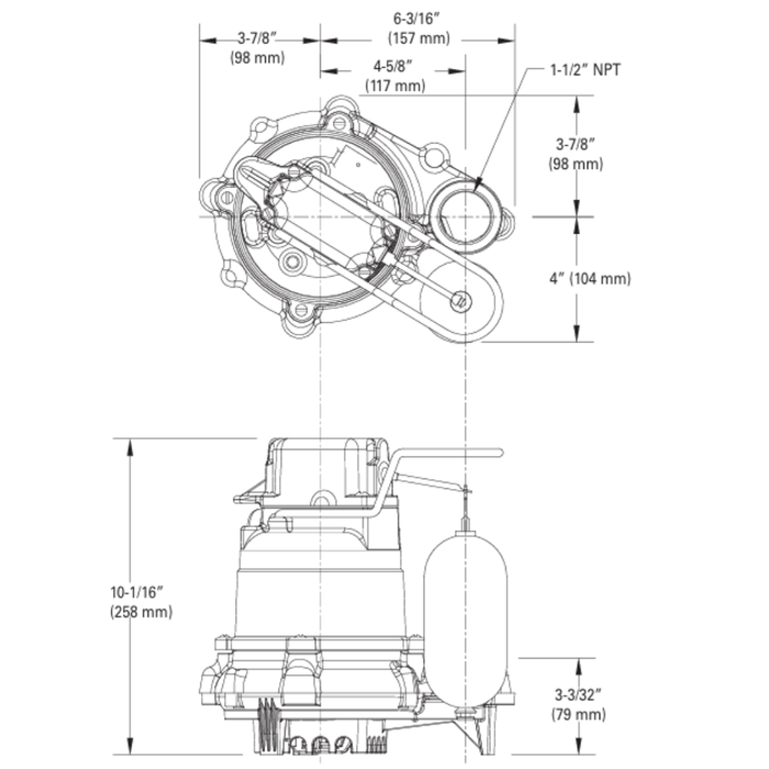 Technical drawing of a mechanical component with dimensions labeled