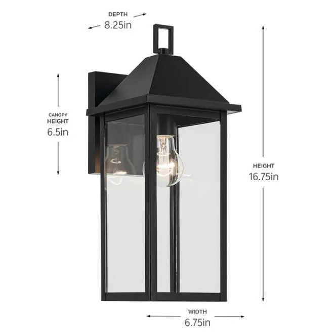 Kichler 59158BK Prin Outdoor Wall Light - Medium