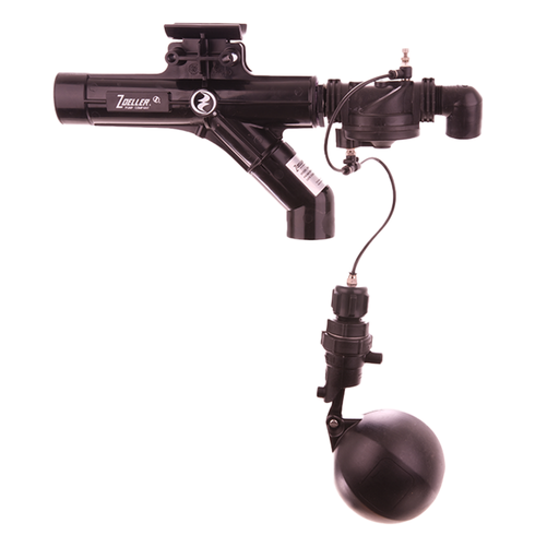 Black plumbing pump system on a white background