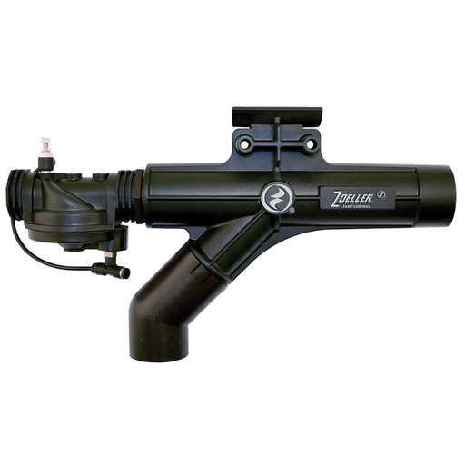 Black Zoeller water back up sump on a white background