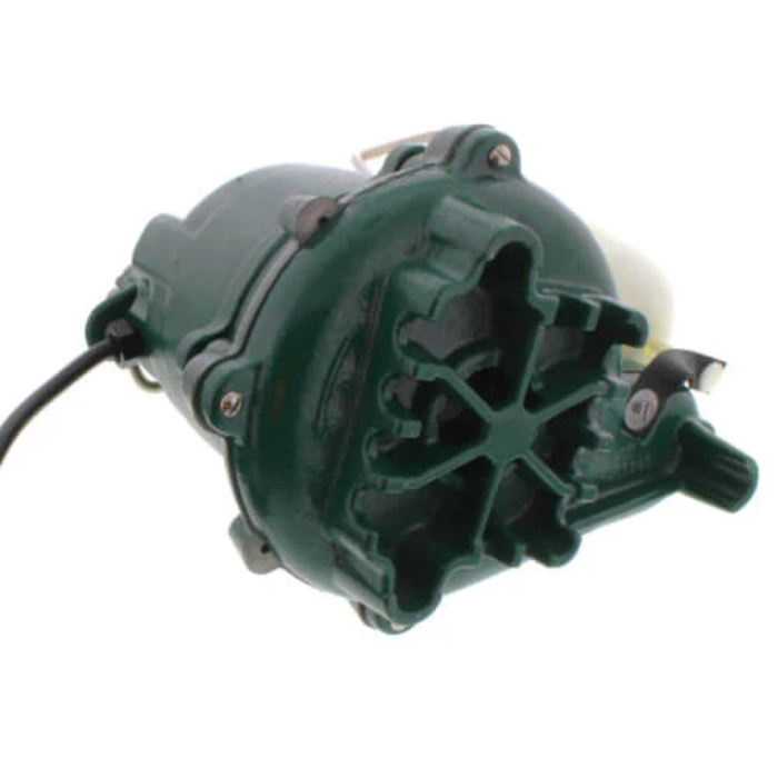 Green mechanical pump on white background