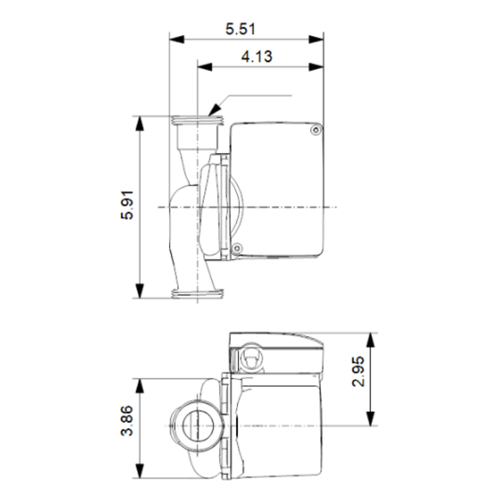 Technical drawing of a mechanical component with dimensions