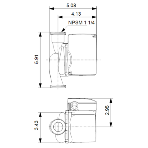 Technical drawing of a plumbing fixture with dimensions labeled