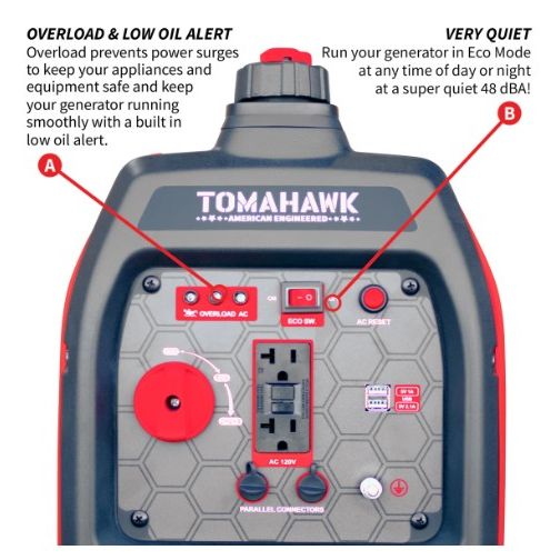 Tomahawk Power TG2000i portable generator accessory or control detail view
