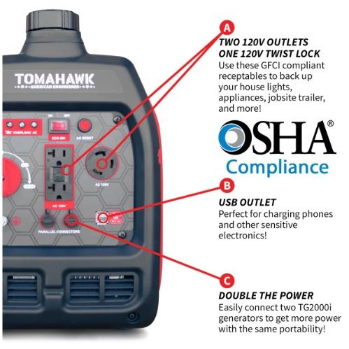 Tomahawk Power TG3000i compact inverter generator product view