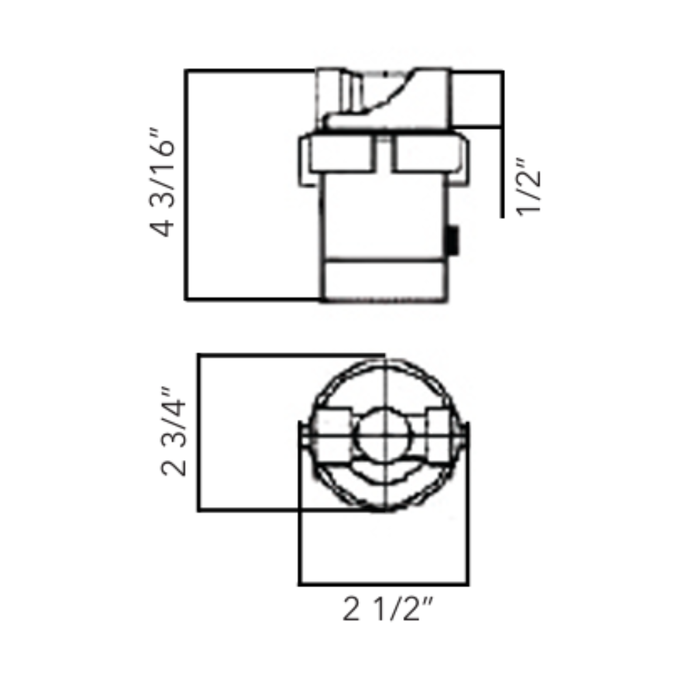 Technical drawing of a mechanical component with dimensions labeled