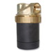Brass and black cylindrical valve on a white background