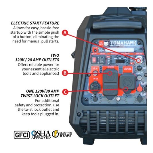 Tomahawk Power TG4500iEFI inverter generator product detail for portable backup power