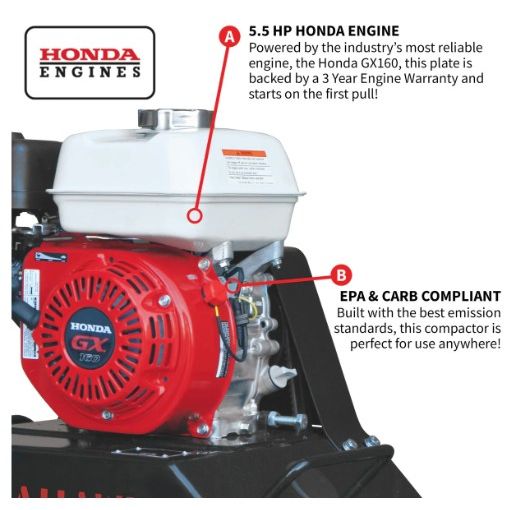 Tomahawk Power TPC80H Honda vibratory plate compactor feature view