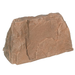 A realistic artificial rock prop with a textured brown and beige surface, isolated on a white background.
