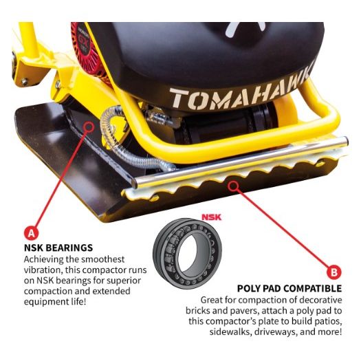 Tomahawk Power TPC90H vibratory plate compactor feature view