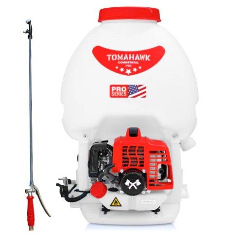 Tomahawk Power TPS25 gas backpack sprayer with 5-gallon tank and irrigation rod attachment