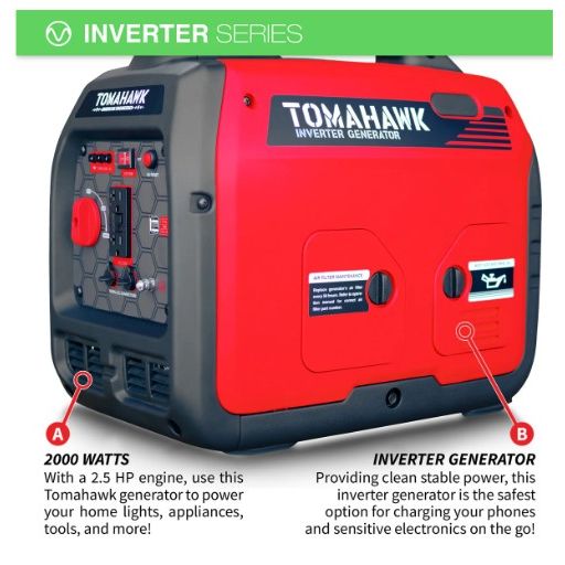 Tomahawk Power TG2000i inverter generator showing power panel or exterior detail