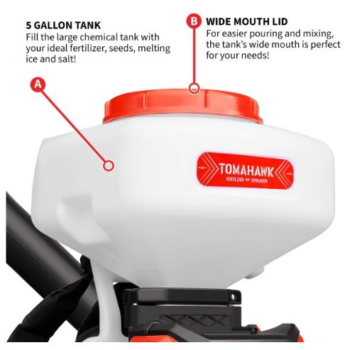 Tomahawk Power eTGS30 cordless backpack spreader product and control detail view