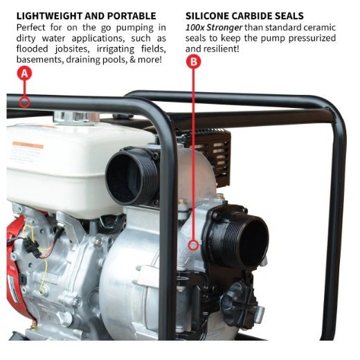 Tomahawk Power TW3H Honda GX270 full trash pump connection and component view