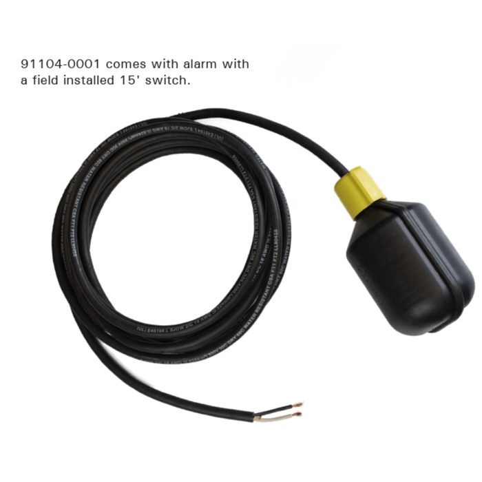 Black sensor with cable and yellow connector on a white background