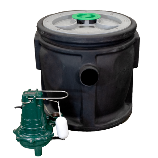 Simplex Sewage pump and basin on white background