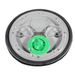 Round mechanical component with a green center on a white background