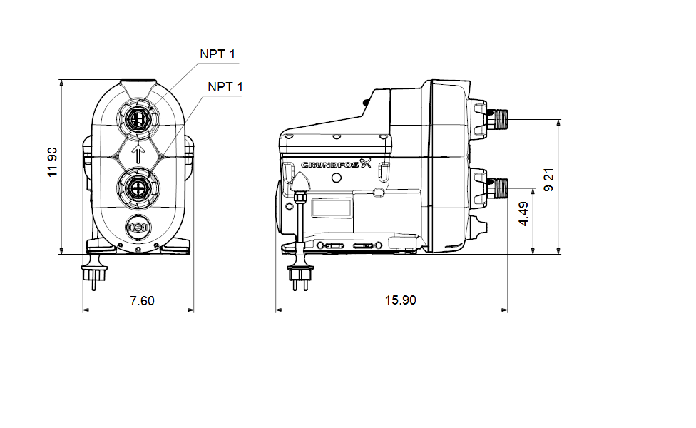 Grundfos SCALA2 3-45 93013250  Single Phase US plug 230V Water Booster Pump