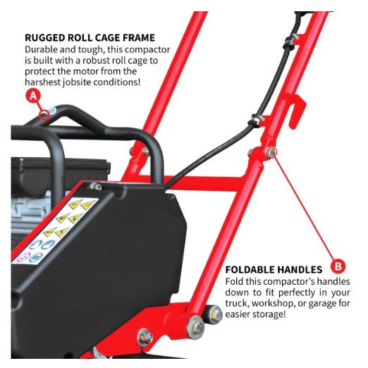 Tomahawk Power eJXPC50 vibratory plate compactor product detail with electric motor
