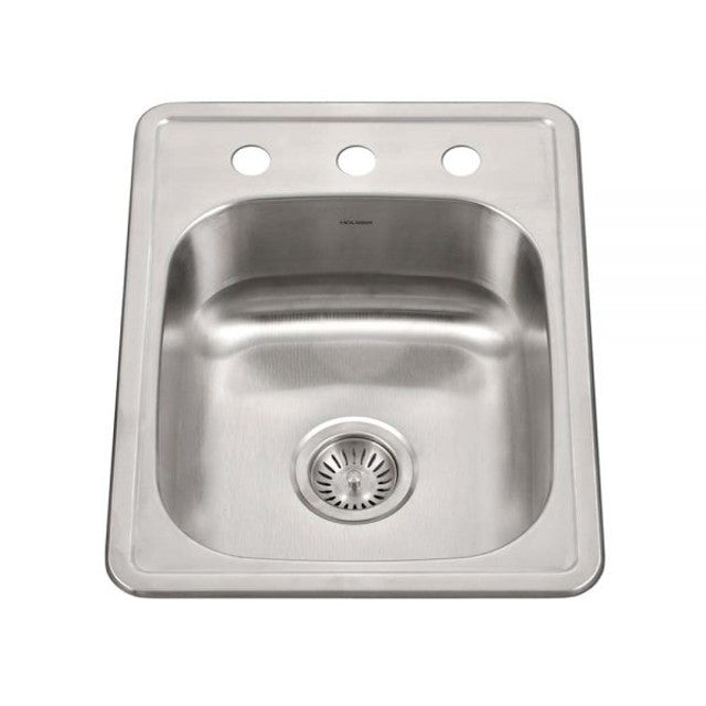 Houzer Hospitality Series 17" x 22" Stainless Steel Drop-in Topmount Single Bowl Kitchen Sink includes Basket Strainer