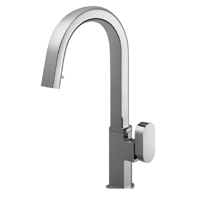 Houzer Azura Series Polished Chrome Single Handle Hidden Pull-Down Kitchen Faucet - AZUPD-968-PC