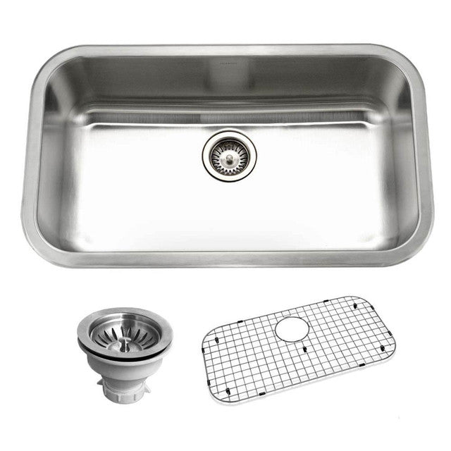 Houzer Belleo Series 31" Stainless Steel Drop-in Topmount Single Bowl Kitchen Sink includes Basket Strainer