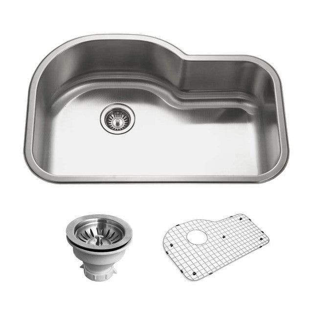 Houzer Belleo Series 31" Stainless Steel Drop-in Topmount Single Bowl Offset Kitchen Sink